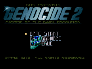 Genocide 2 title screen for Super Famicom